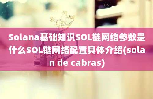 Solana基础知识SOL链网络参数是什么SOL链网络配置具体介绍(solan de cabras)