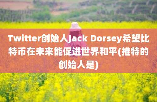 Twitter创始人Jack Dorsey希望比特币在未来能促进世界和平(推特的创始人是)