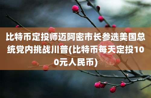 比特币定投师迈阿密市长参选美国总统党内挑战川普(比特币每天定投100元人民币)