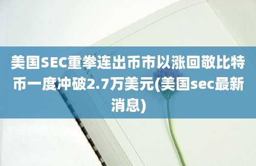 美国SEC重拳连出币市以涨回敬比特币一度冲破2.7万美元(美国sec最新消息)