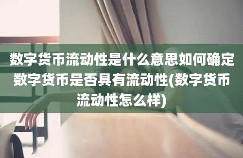 数字货币流动性是什么意思如何确定数字货币是否具有流动性(数字货币流动性怎么样)