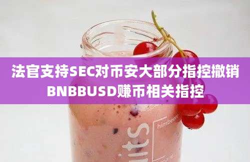 法官支持SEC对币安大部分指控撤销BNBBUSD赚币相关指控