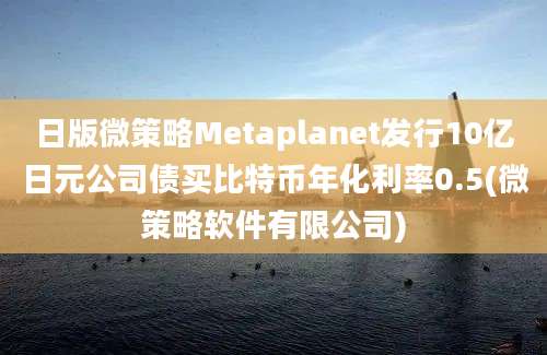 日版微策略Metaplanet发行10亿日元公司债买比特币年化利率0.5(微策略软件有限公司)