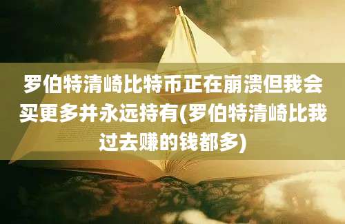 罗伯特清崎比特币正在崩溃但我会买更多并永远持有(罗伯特清崎比我过去赚的钱都多)