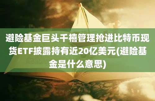 避险基金巨头千禧管理抢进比特币现货ETF披露持有近20亿美元(避险基金是什么意思)