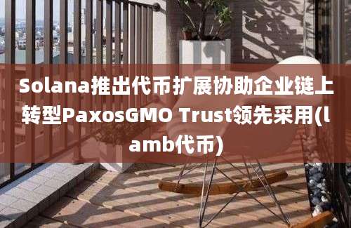 Solana推出代币扩展协助企业链上转型PaxosGMO Trust领先采用(lamb代币)