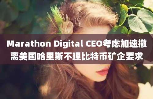 Marathon Digital CEO考虑加速撤离美国哈里斯不理比特币矿企要求