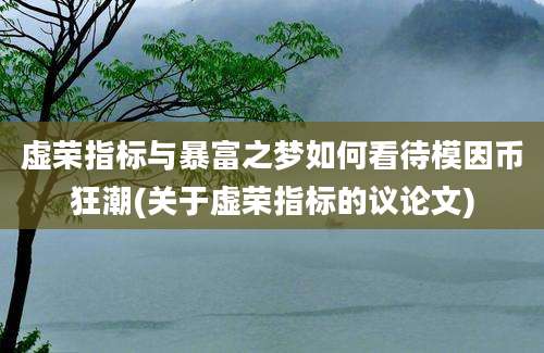 虚荣指标与暴富之梦如何看待模因币狂潮(关于虚荣指标的议论文)