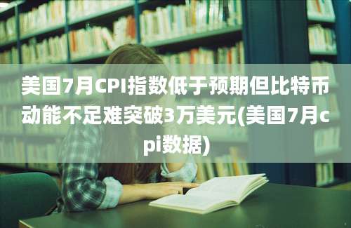 美国7月CPI指数低于预期但比特币动能不足难突破3万美元(美国7月cpi数据)