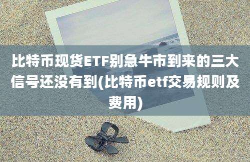 比特币现货ETF别急牛市到来的三大信号还没有到(比特币etf交易规则及费用)