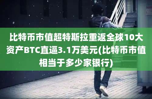 比特币市值超特斯拉重返全球10大资产BTC直逼3.1万美元(比特币市值相当于多少家银行)