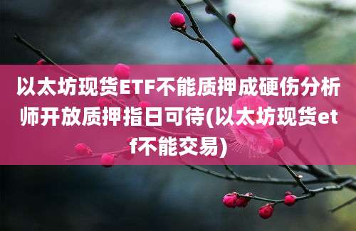 以太坊现货ETF不能质押成硬伤分析师开放质押指日可待(以太坊现货etf不能交易)