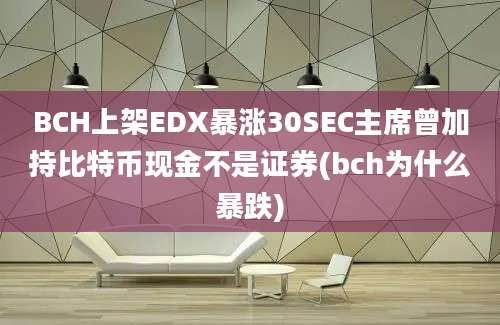 BCH上架EDX暴涨30SEC主席曾加持比特币现金不是证券(bch为什么暴跌)