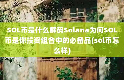 SOL币是什么解码Solana为何SOL币是你投资组合中的必备品(sol币怎么样)