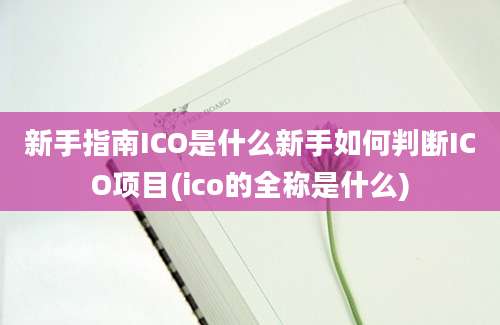 新手指南ICO是什么新手如何判断ICO项目(ico的全称是什么)