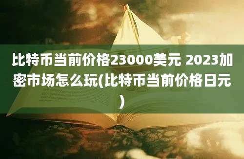 比特币当前价格23000美元 2023加密市场怎么玩(比特币当前价格日元)