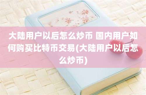 大陆用户以后怎么炒币 国内用户如何购买比特币交易(大陆用户以后怎么炒币)