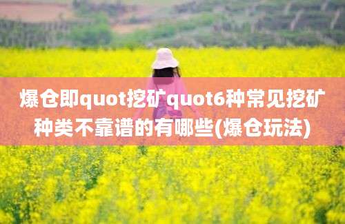 爆仓即quot挖矿quot6种常见挖矿种类不靠谱的有哪些(爆仓玩法)