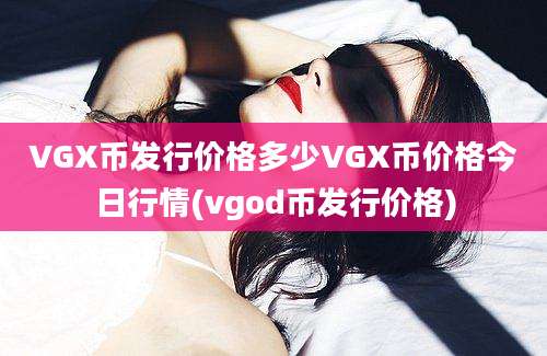 VGX币发行价格多少VGX币价格今日行情(vgod币发行价格)