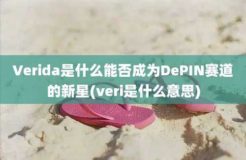 Verida是什么能否成为DePIN赛道的新星(veri是什么意思)