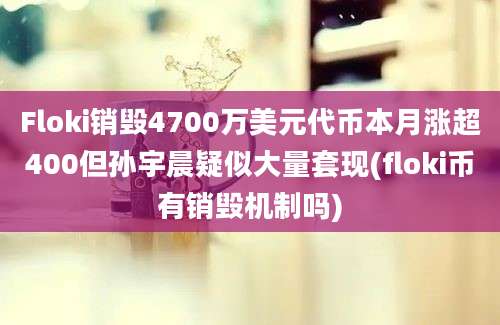 Floki销毁4700万美元代币本月涨超400但孙宇晨疑似大量套现(floki币有销毁机制吗)