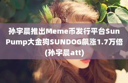 孙宇晨推出Meme币发行平台SunPump大金狗SUNDOG飙涨1.7万倍(孙宇晨att)