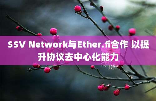 SSV Network与Ether.fi合作 以提升协议去中心化能力