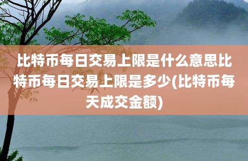 比特币每日交易上限是什么意思比特币每日交易上限是多少(比特币每天成交金额)