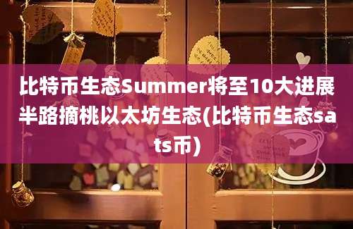 比特币生态Summer将至10大进展半路摘桃以太坊生态(比特币生态sats币)