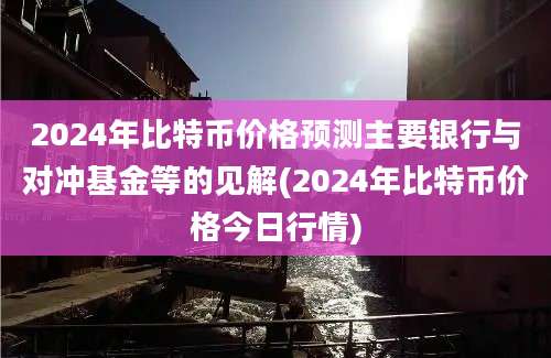 2024年比特币价格预测主要银行与对冲基金等的见解(2024年比特币价格今日行情)