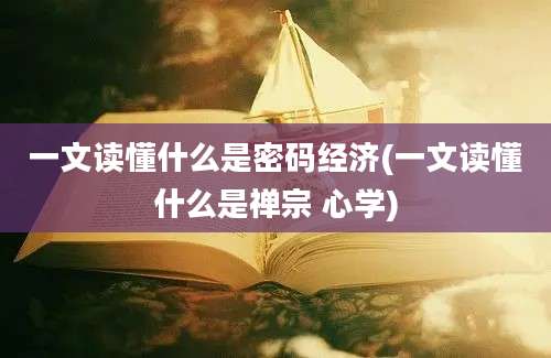 一文读懂什么是密码经济(一文读懂什么是禅宗 心学)