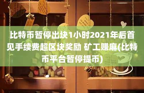 比特币暂停出块1小时2021年后首见手续费超区块奖励 矿工赚麻(比特币平台暂停提币)