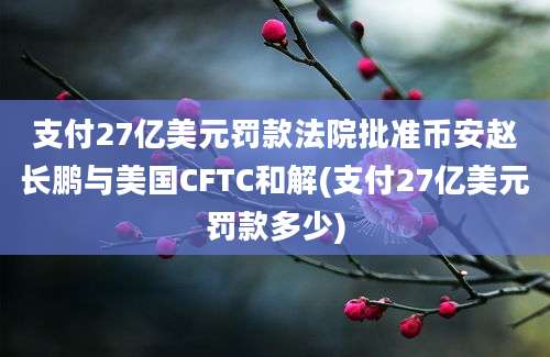 支付27亿美元罚款法院批准币安赵长鹏与美国CFTC和解(支付27亿美元罚款多少)