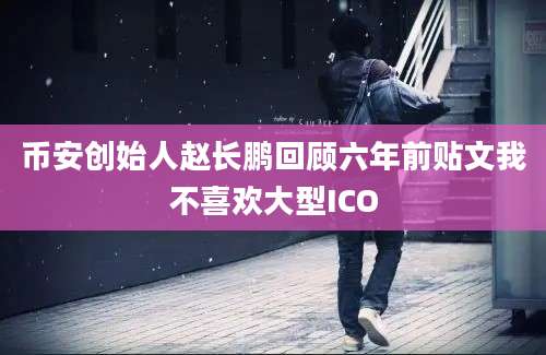 币安创始人赵长鹏回顾六年前贴文我不喜欢大型ICO