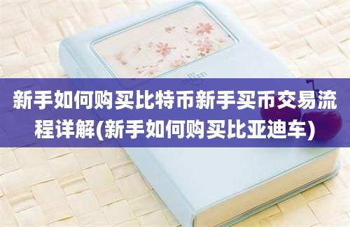 新手如何购买比特币新手买币交易流程详解(新手如何购买比亚迪车)