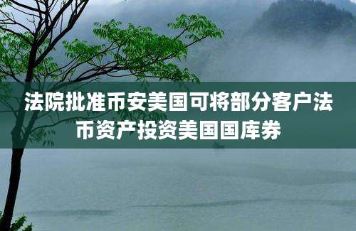 法院批准币安美国可将部分客户法币资产投资美国国库券