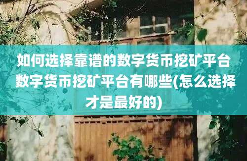 如何选择靠谱的数字货币挖矿平台 数字货币挖矿平台有哪些(怎么选择才是最好的)