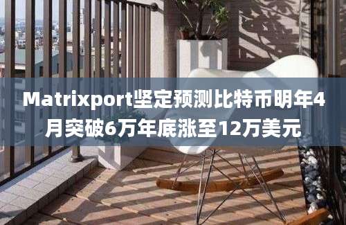 Matrixport坚定预测比特币明年4月突破6万年底涨至12万美元