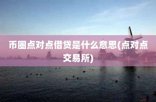 币圈点对点借贷是什么意思(点对点交易所)