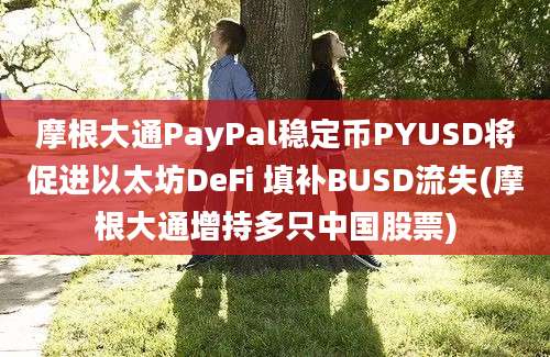 摩根大通PayPal稳定币PYUSD将促进以太坊DeFi 填补BUSD流失(摩根大通增持多只中国股票)