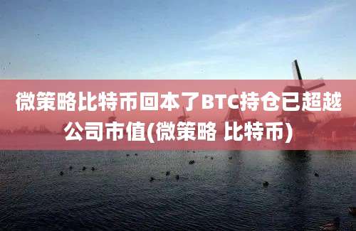 微策略比特币回本了BTC持仓已超越公司市值(微策略 比特币)