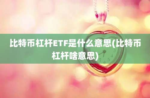 比特币杠杆ETF是什么意思(比特币杠杆啥意思)